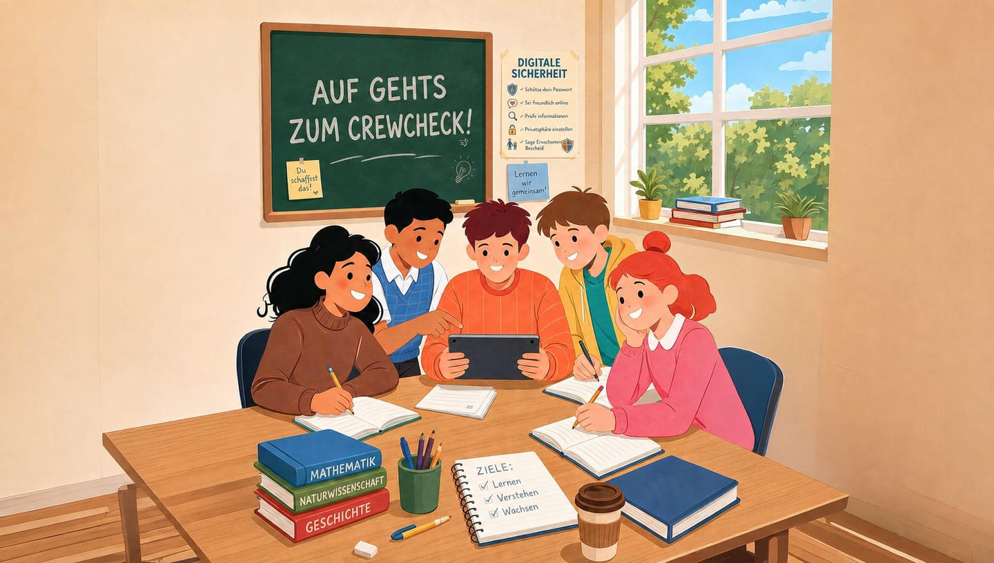 Familie mit Schutzschild - Medienführerschein